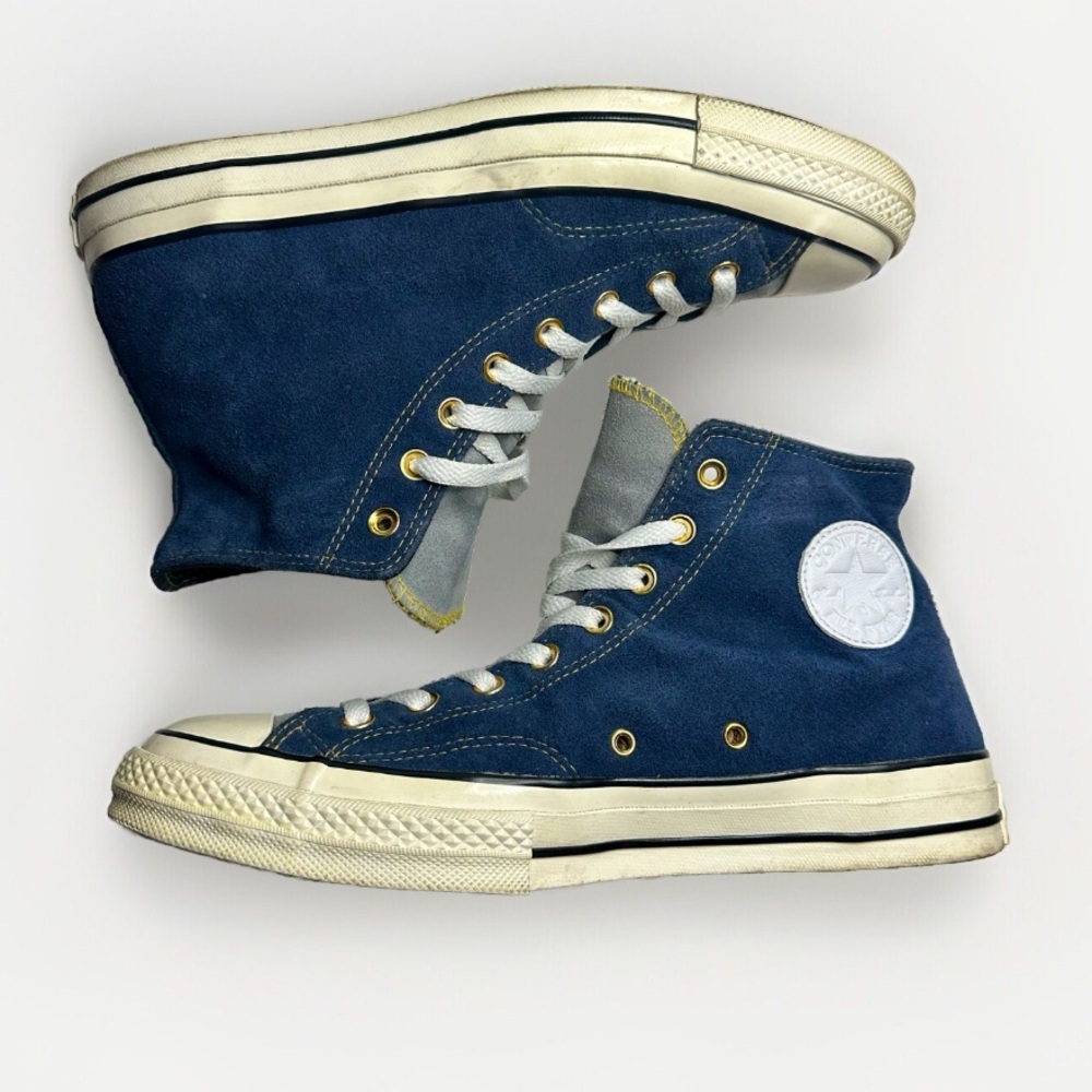 🥂SOLD🥂Converse Chuck Taylor Blue Suede Maize Detail Custom Sneakers, 10 - Picture 1 of 14